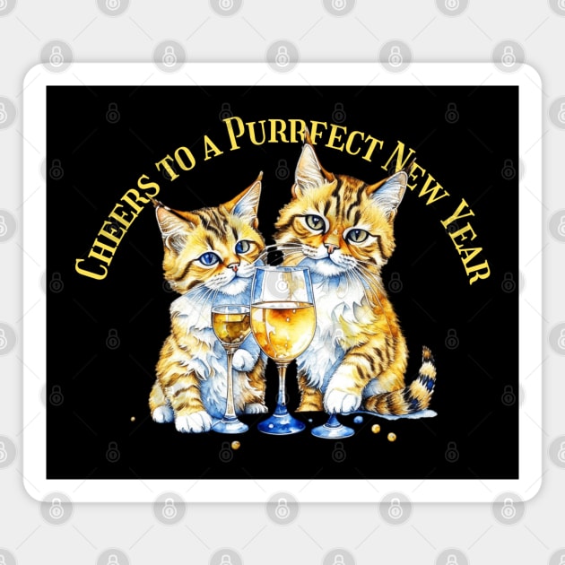 Purrfect New Year Cats Magnet by HolidayBug